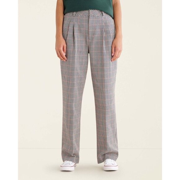 ROOTS Rossland Check Pleat High Waisted Cropped Trousers Pants, Size 4 - Picture 2 of 15